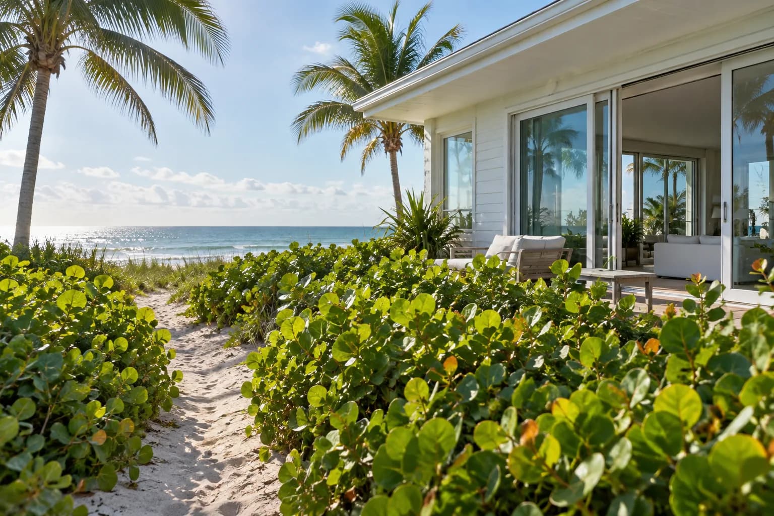A Deerfield Beach home near the beach with clean windows and sliding doors