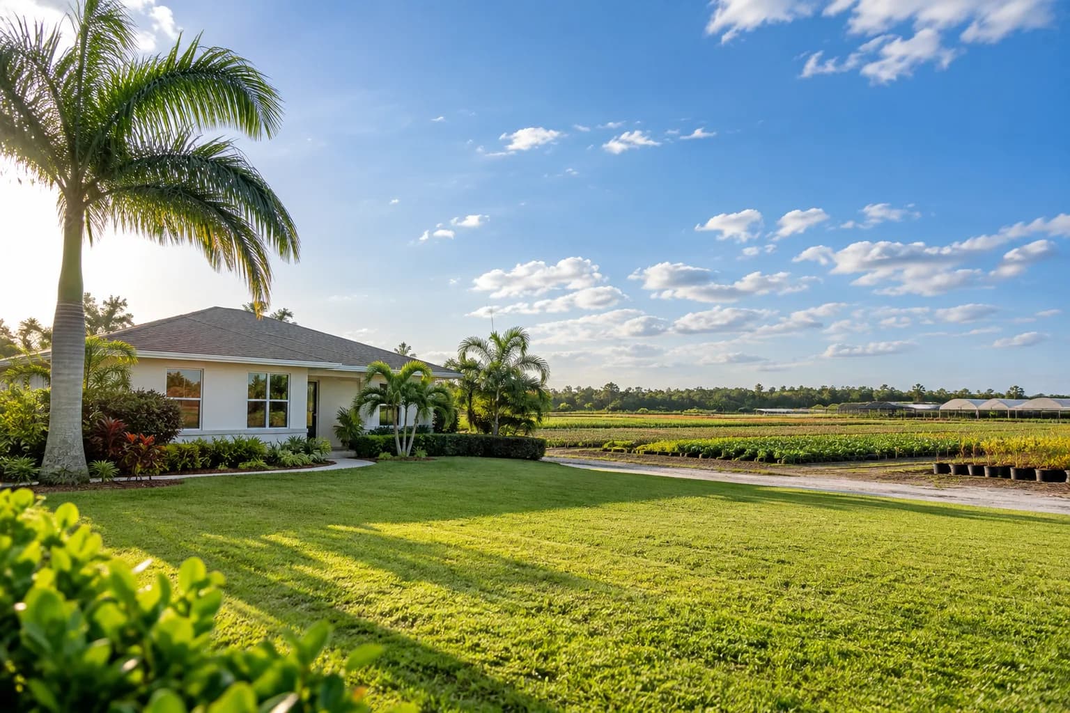 A Florida City home with farmland in the distance and clean windows