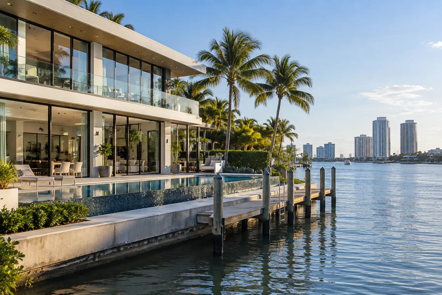 A Hallandale Beach waterfront home on the Intracoastal with clean glass