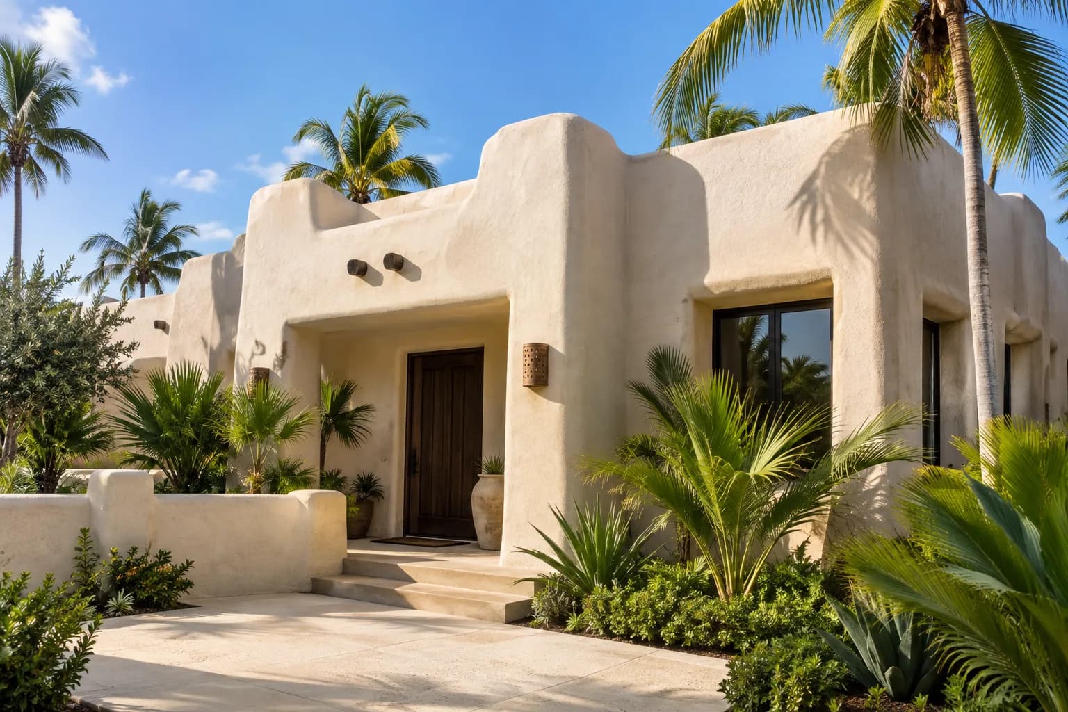 A Pueblo Revival home in Miami Springs with deep-set clean windows