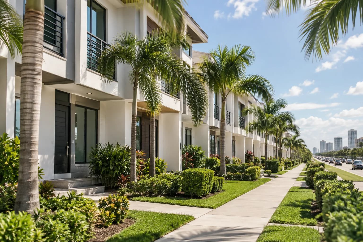 Townhomes in Sweetwater with clean windows on a sunny day