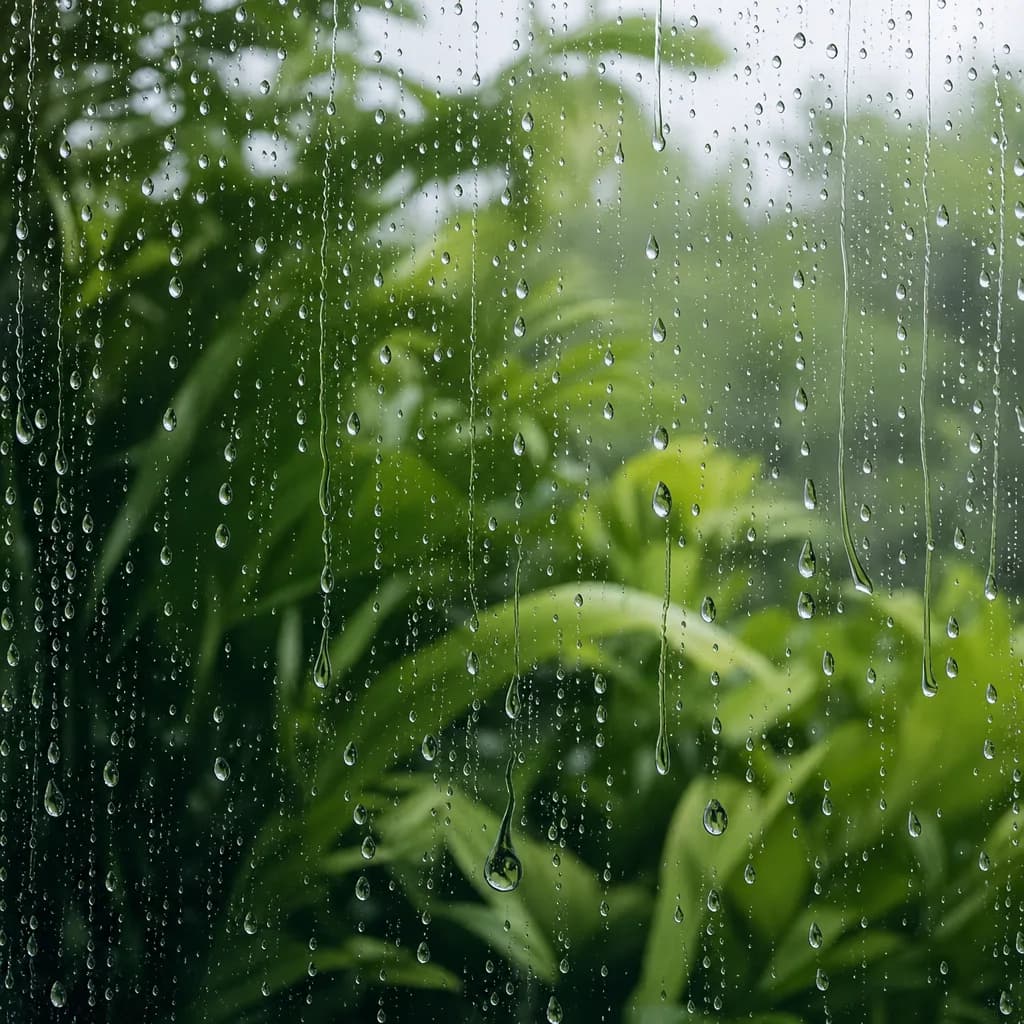 Water beading on treated glass